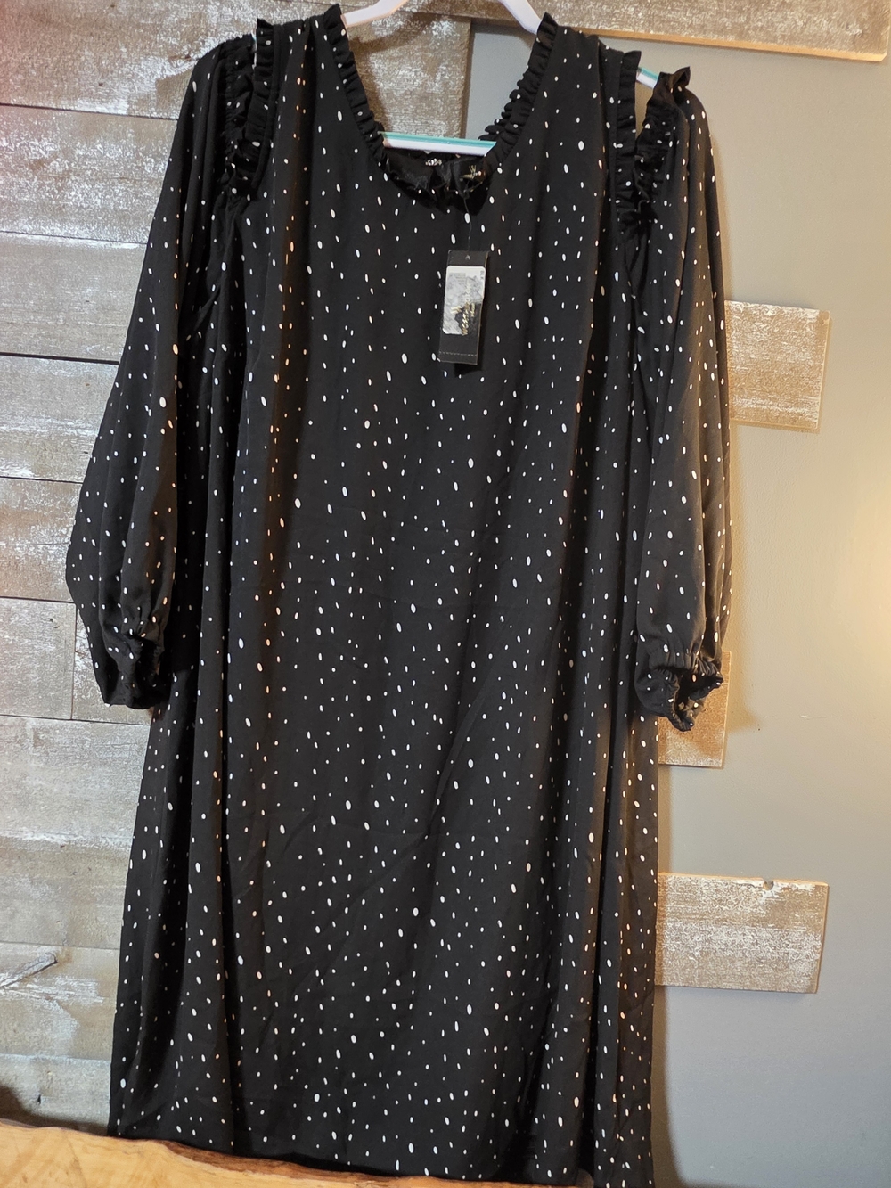 Worthington Black Maxi Dress with White Dot Print